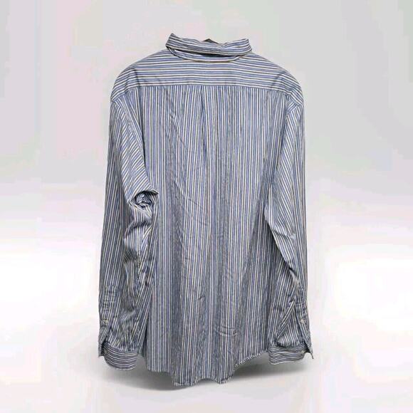 Men's XXL 2X Vintage RALPH LAUREN Custom Blue Pinstripe Button Down Dress Shirt - Picture 2 of 5